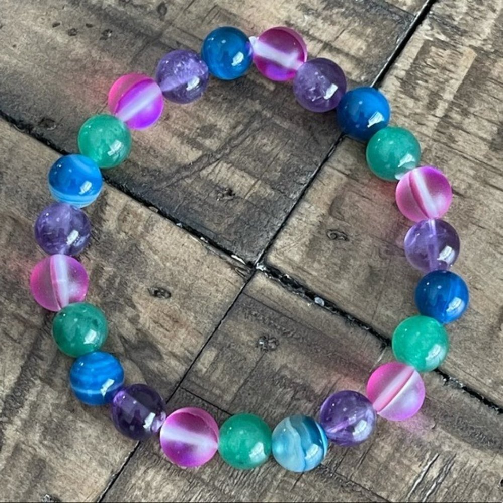 8mm Mixed Bead Stretch Bracelet - Picture 5 of 5